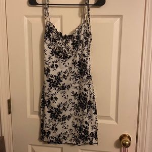 SHEIN black & white velvet detailed Victorian style tight dress